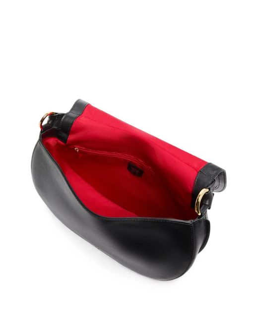 Lancel Black Large Celeste Double L Saddle Bag