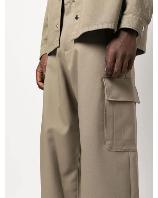 Off-White c/o Virgil Abloh Natural Ow Emb Drill Wide-leg Cargo Trousers for men