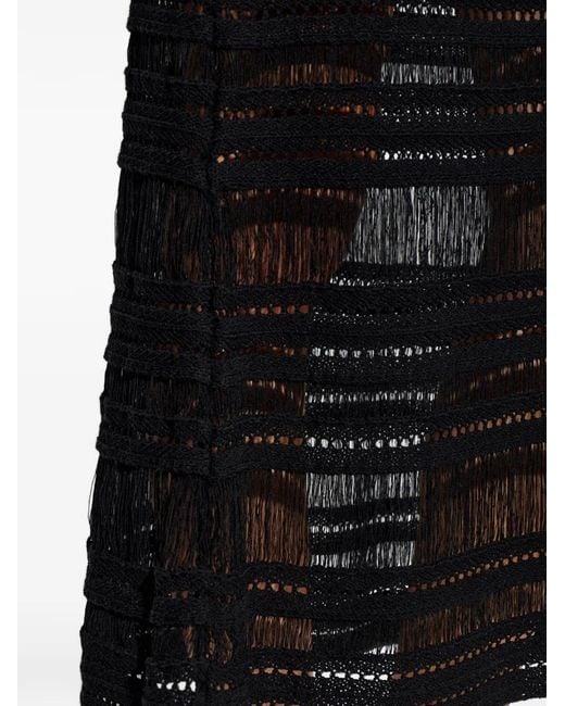Rag & Bone Black Crochet-Knit Fringed Skirt