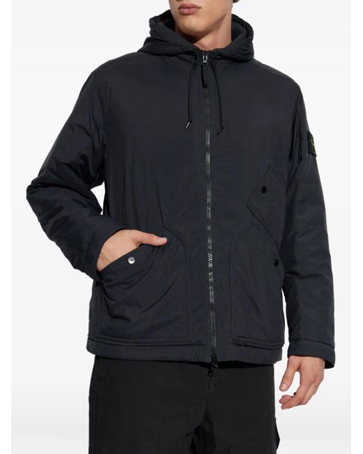 Stone Island Blue Hooded Patch-Pocket Jacket for men