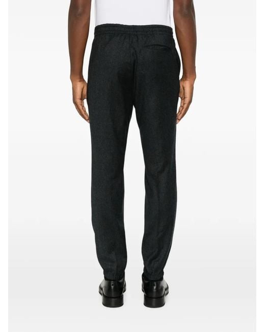Zegna Black Elasticated-Waistband Tapered Trousers for men