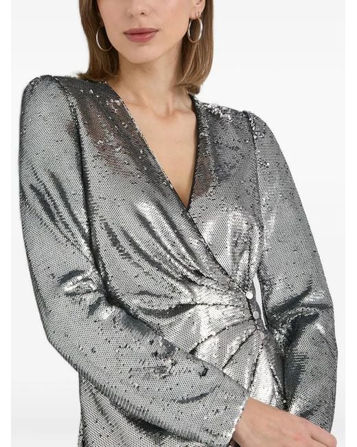 Morgan Gray Sequined V-Neck Mini Dress