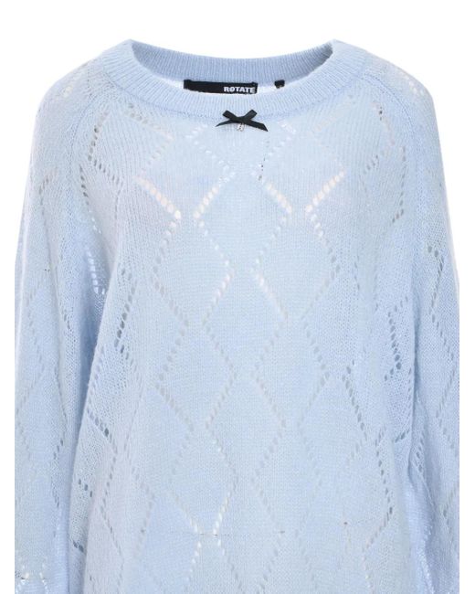 ROTATE BIRGER CHRISTENSEN Blue Pointelle-Knit Sweater