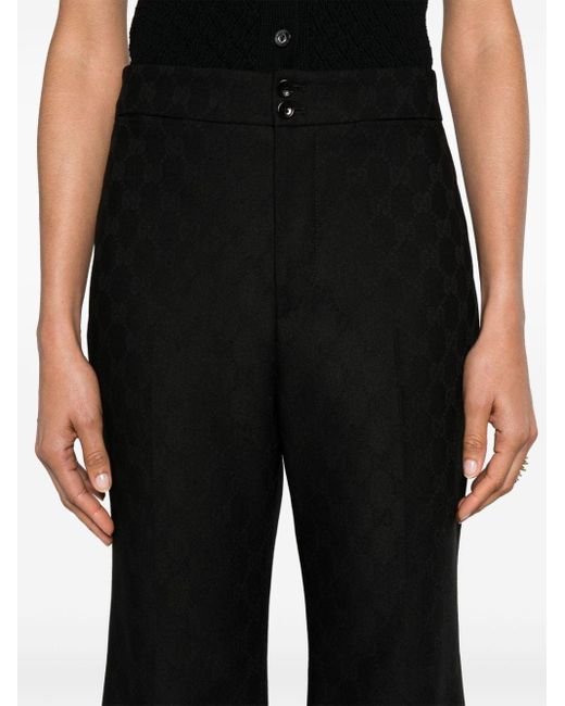 Pantaloni dritti con logo GG di Gucci in Black