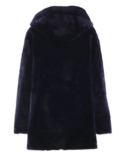 Arma Blue Hooded Shearling Coat