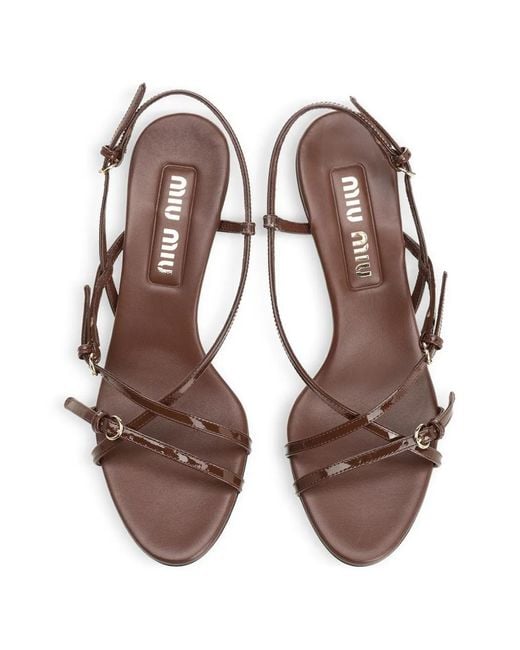 Miu Miu Metallic Patent-Leather Buckle-Detail Sandals