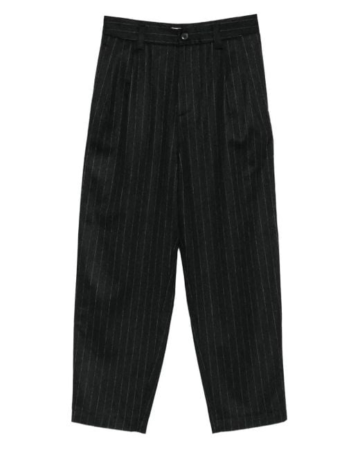 Barena Black Pinstripe Pleated Trousers