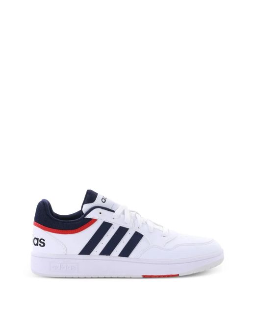 Adidas White Hoops 3.0 Low Stripes Sneakers for men