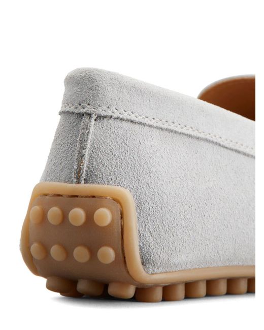 Tod's White Gommino Penny-slot Suede Loafers