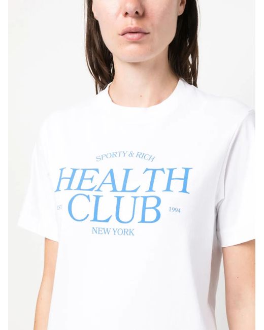 Sporty & Rich Blue Logo-Print Cotton T-Shirt