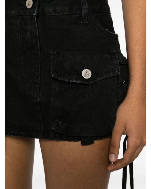 The Attico Fay Cargo Denim Miniskirt in het Black