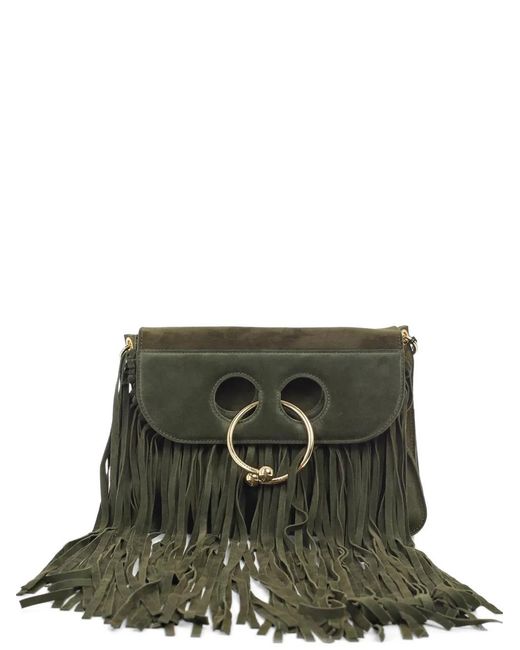 J.W. Anderson Green Suede Fringe Shoulder Bag