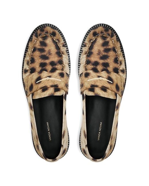 VANDA NOVAK White Greta Leopard-Print Loafers