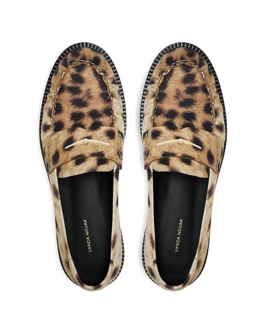 VANDA NOVAK White Greta Leopard-Print Loafers