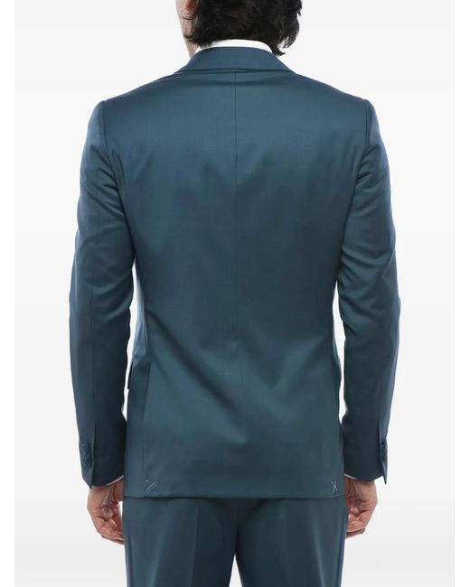 Corneliani Blue Peak-Lapel Virgin-Wool Three-Piece Suit for men