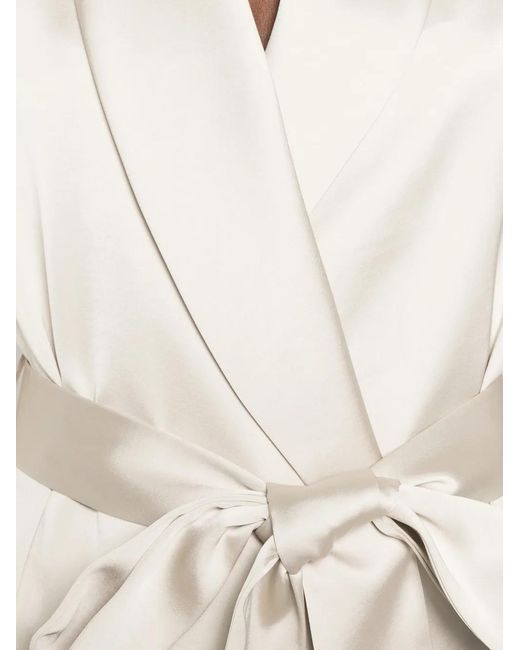 The Archivia White Satin-Finish Belted Dress