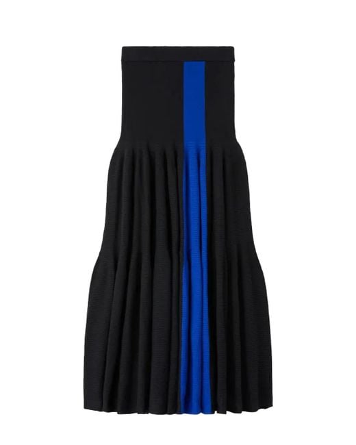 CFCL Blue Stripe-Detail Pleated Midi Skirt