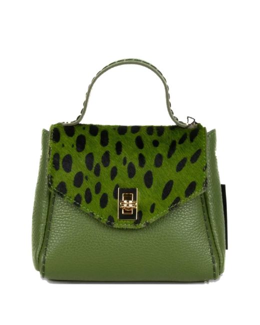 VISONA Green Printed Tote Bag