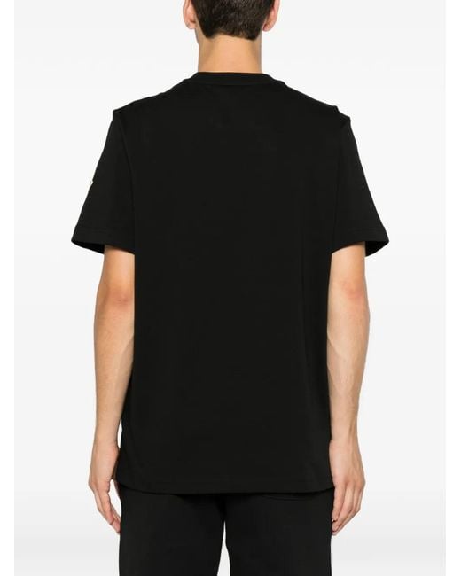 Moncler Black T-Shirt À Manches Courtes Et Logo Imprimé for men