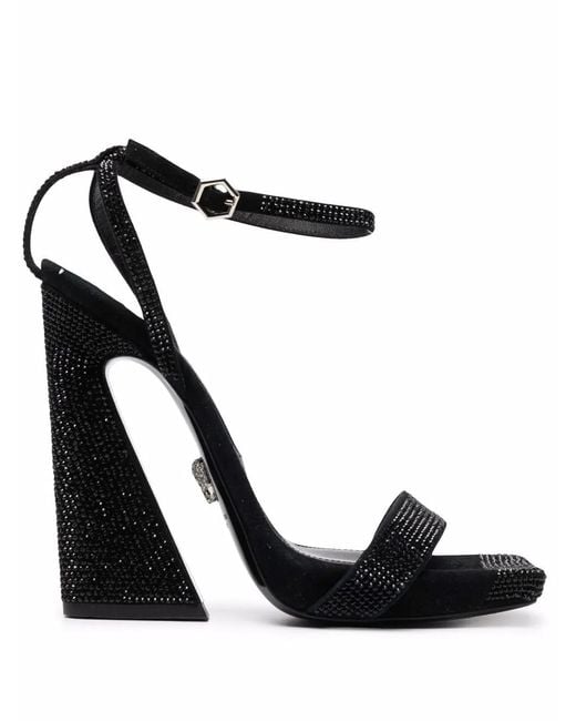Philipp Plein Black Strass-Embellished Sandals
