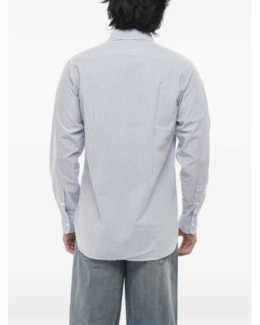 Paolo Pecora Gray Striped Breast-Pocket Shirt for men