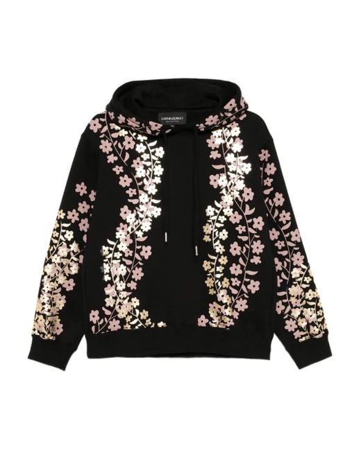Cynthia Rowley Black Hoodie Mit Folien-Print