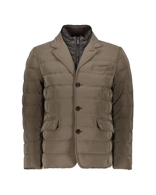 Moorer Brown Padded Button-Front Jacket for men