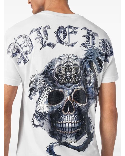 Philipp Plein White T-Shirt Round Neck Ss Skull for men