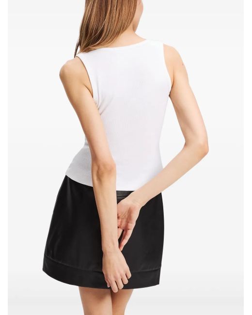 Karl Lagerfeld White Ribbed Tank Top