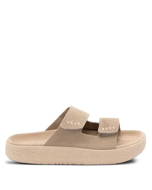 Veja Brown Touch-Strap Platform Sandals