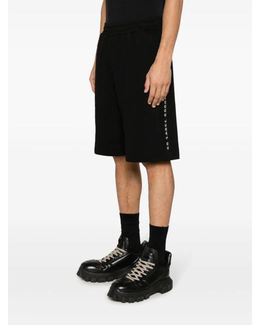44 Label Group Black Logo-Print Cotton Track Shorts