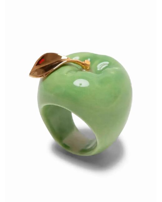 Andres Gallardo Green Apple-Print Ring