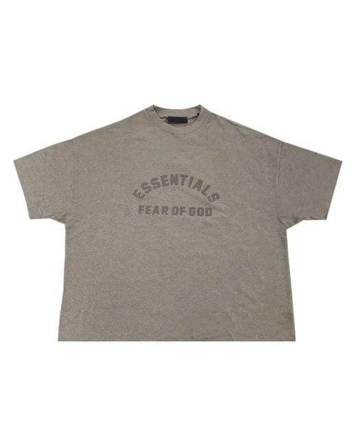 Fear Of God Gray Logo-Print Cotton T-Shirt for men