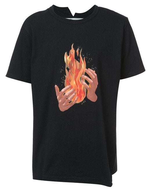 Off-White c/o Virgil Abloh Black Flame Graphic T-shirt for men