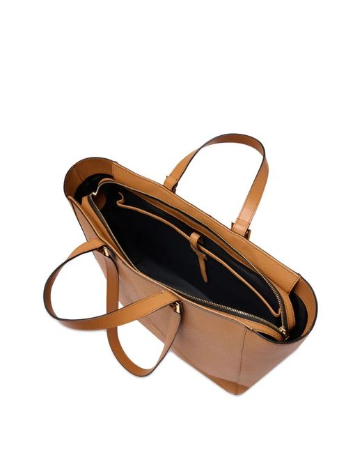 Lancel Brown Envelope Zip Tote Bag