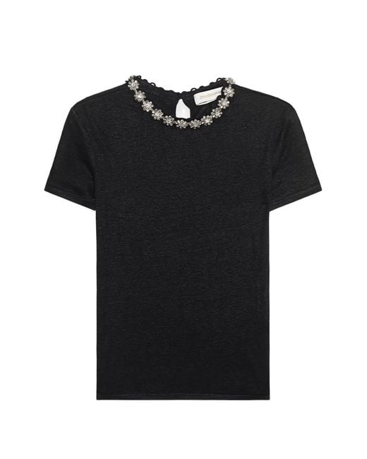 Zimmermann Black Embellished T-Shirt