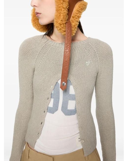 Acne White Heart-Embellished Buttoned Cardigan