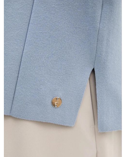 Joseph Ribkoff Blue Seam-Details High-Neck Sweater