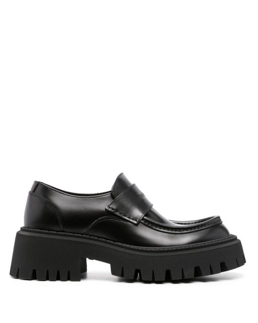 Balenciaga Tractor Leather Loafers in Black | Lyst
