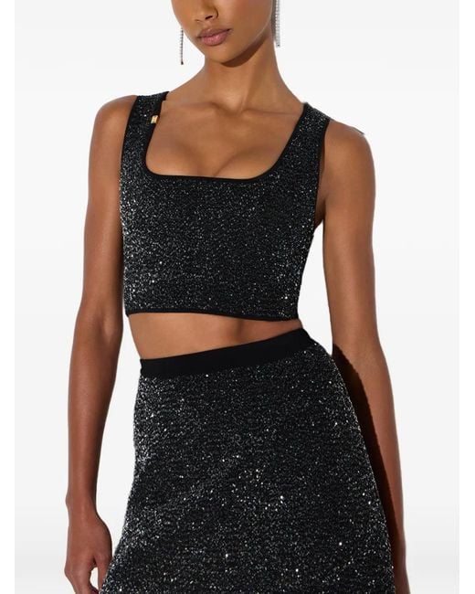 Elisabetta Franchi Black Knit Top With Sequins