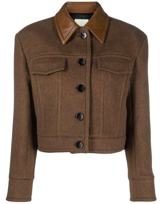 Sandro Brown Contrast Collar Jacket