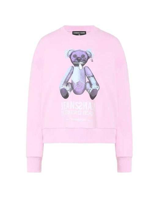Iceberg Pink Teddy Bear-Print Sweatshirt