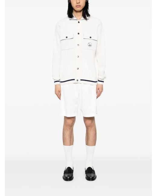 Kiton White Embroidered Logo Jacket for men