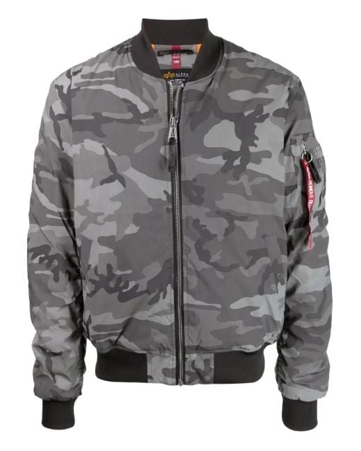 Alpha Industries Gray Veste Bomber À Imprimé Camouflage for men