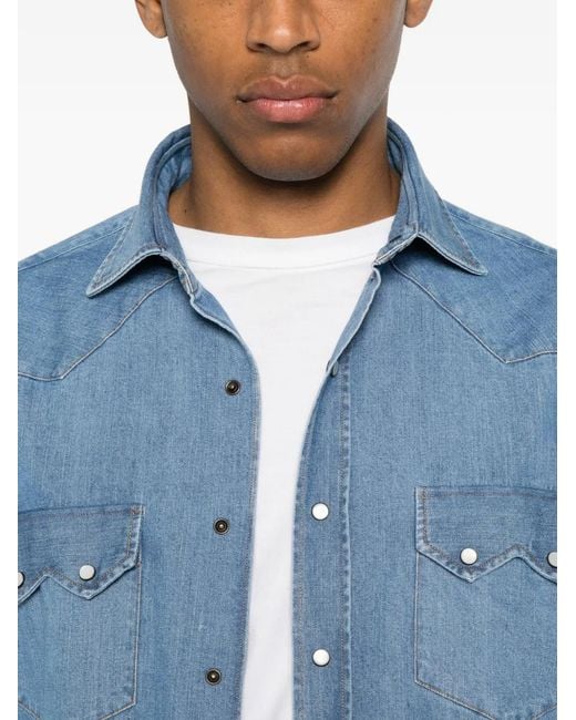 Borriello Blue Button-Down Denim Shirt for men