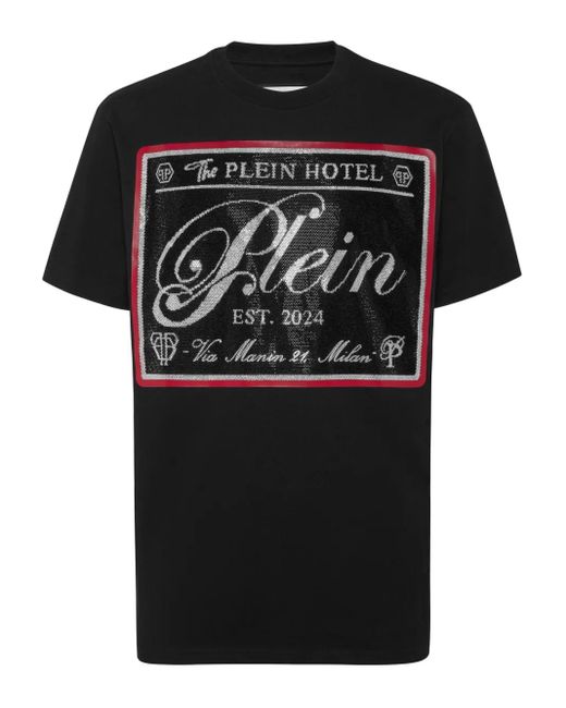 T-Shirt À Logo Strassé Philipp Plein pour homme en coloris Black