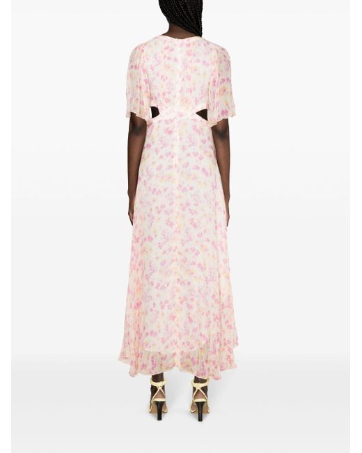 Maje Pink Chiffon-Kleid mit Blumen-Print