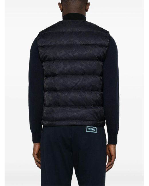 Versace Black Barocco-jacquard Quilted Gilet for men