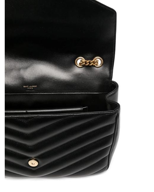 Saint Laurent Black Loulou Matelassé Shoulder Bag