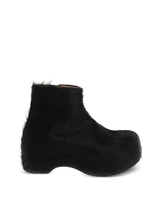 Marni Black Calf-Hair Zip-Fastening Ankle Boots